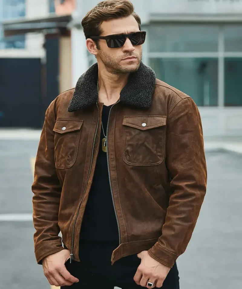 Chris-Mens-Real-Brown-Leather-Jacket-Removable-Fur-Collar-3