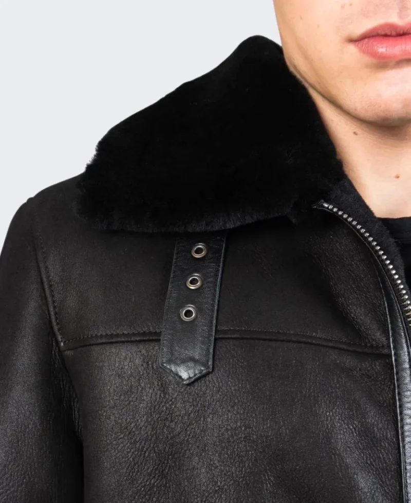 LUXURIOUS-Jet-Black-Sheepskin-Shearling-Leather-Jacket-for-Men-TLJ-1