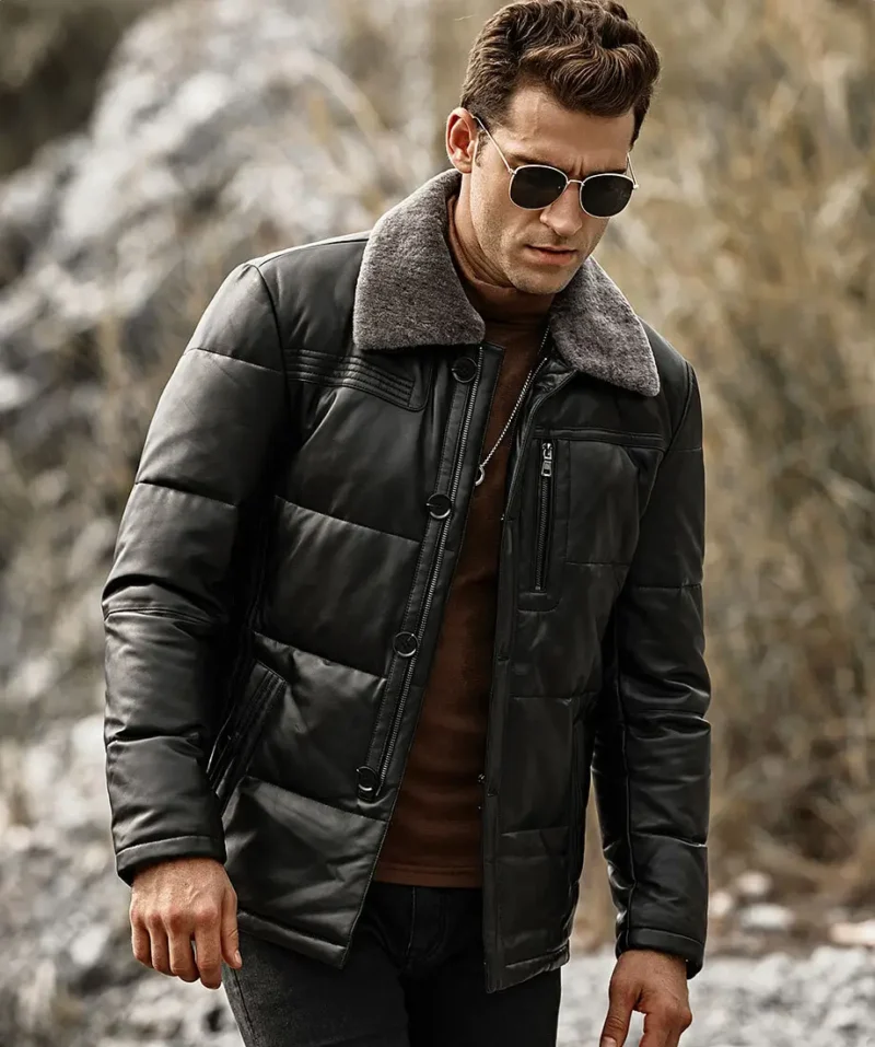 Memphis-Mens-Black-Real-Leather-Puffer-Coat-with-removable-Fur-Collar-1