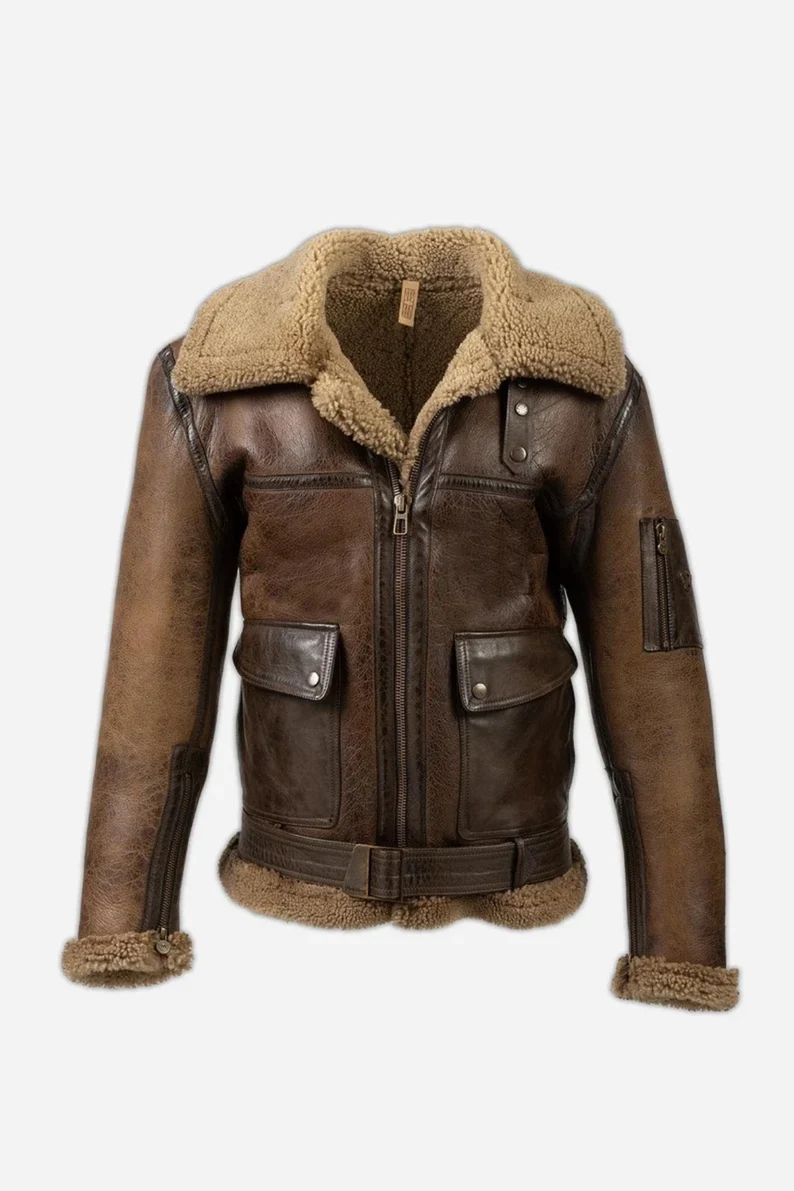 Mens-B3-Aviator-RAF-Sheepskin-Leather-Jacket-The-Leather-Jacketer-front