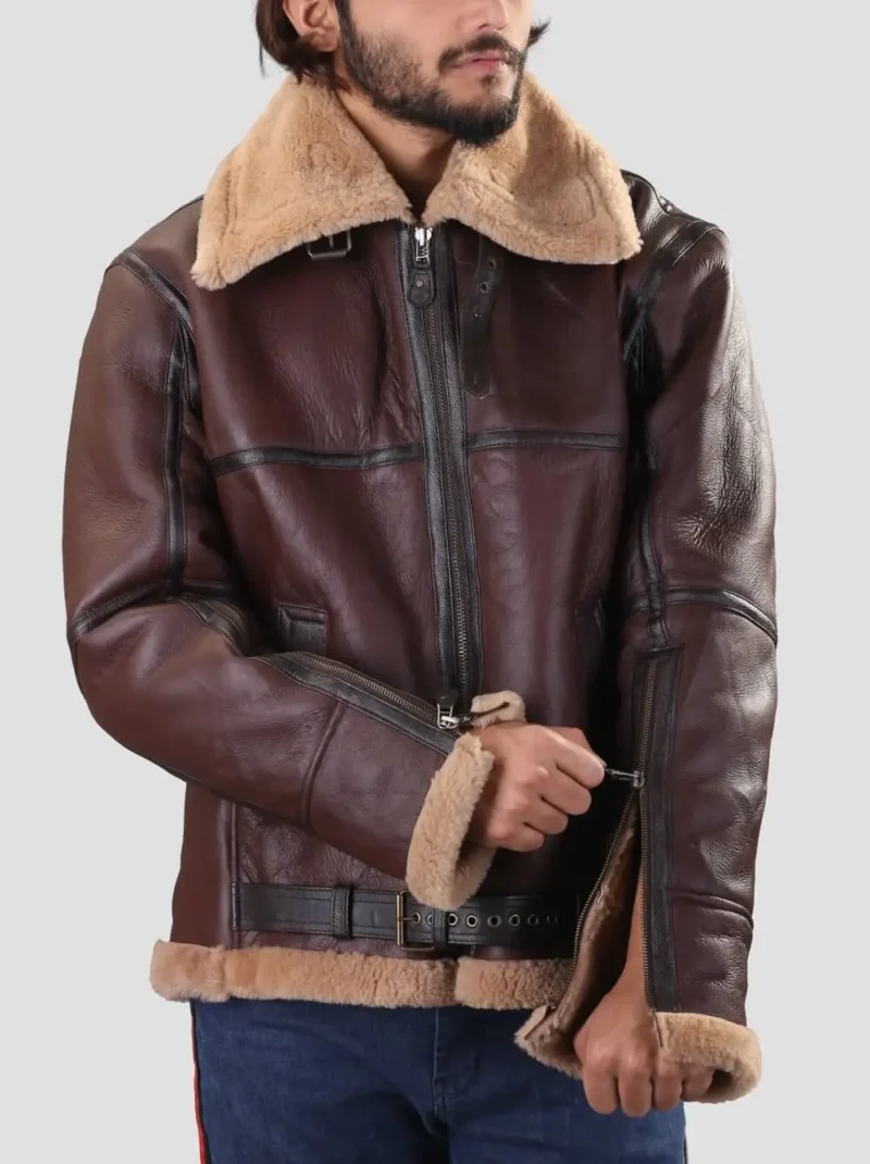 Mens-B3-Bomber-Sheep-Skin-Shearling-Leather-Jacket