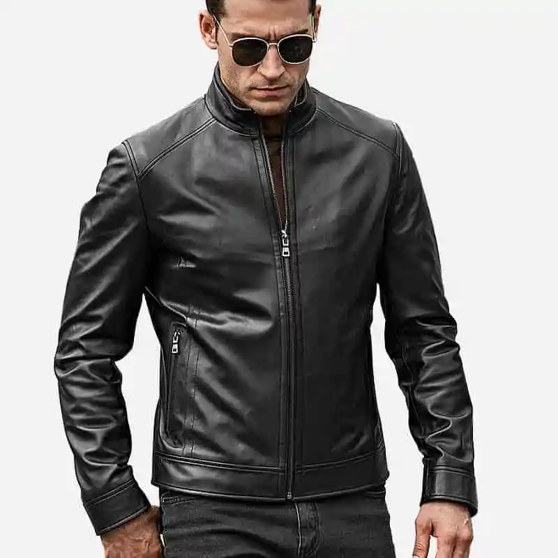 Mens-Black-Plane-Simple-Biker-Leather-Jacket-0003-1