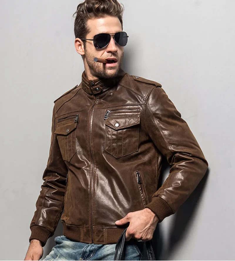 Mens-Brown-Boomber-Leather-Jacket-0007-1