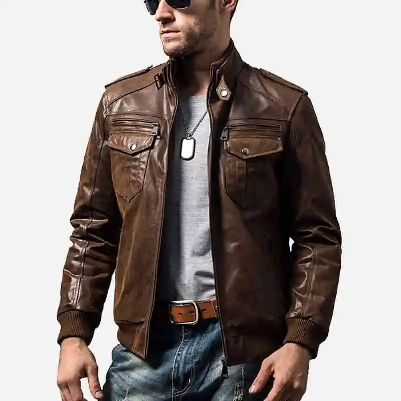 Mens-Brown-Boomber-Leather-Jacket-0008-1