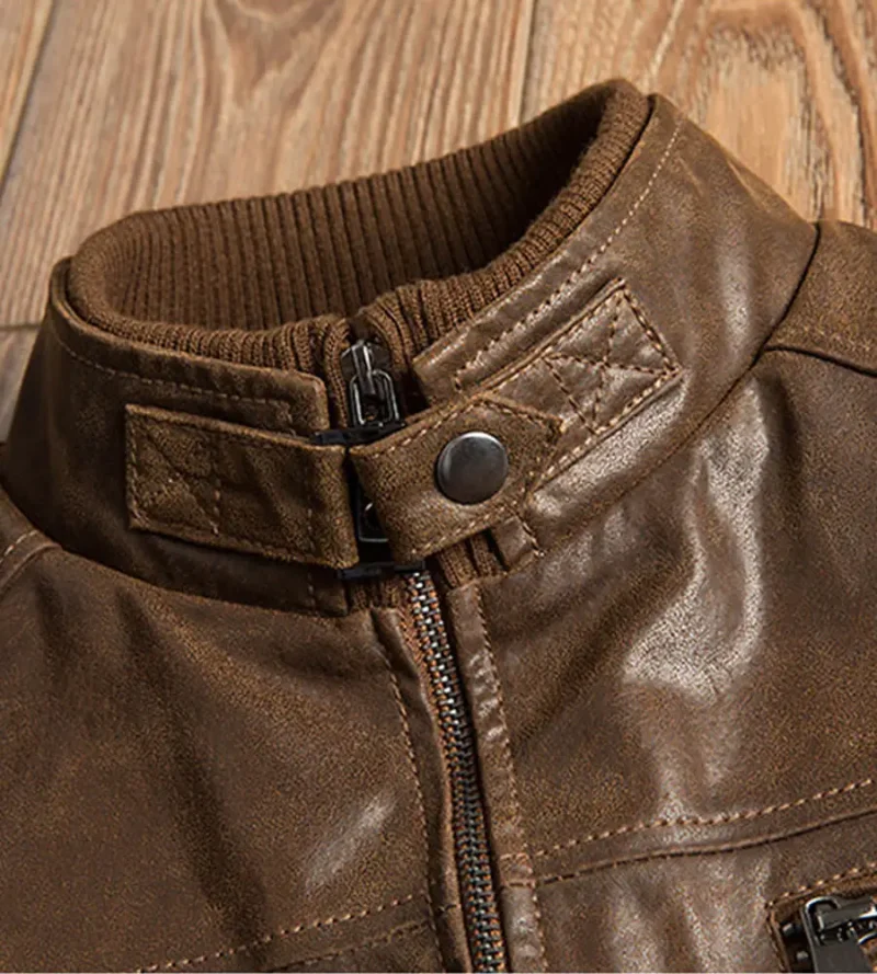 Mens-Brown-Boomber-Leather-Jacket-detail-001-1