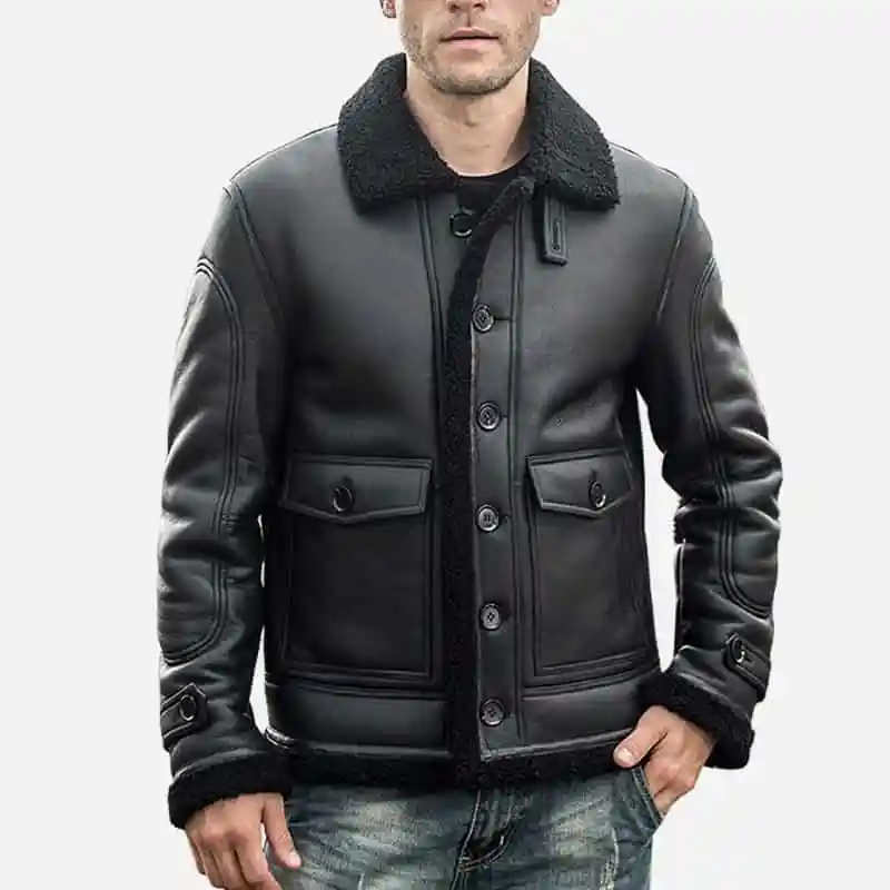 Mens-Real-Leather-Shearling-Jacket-with-Button-Closure-0001