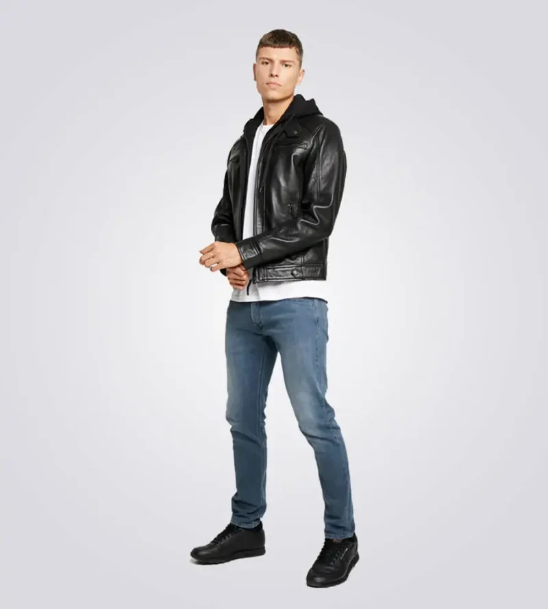 Nils-Black-Hooded-Biker-Jacket-full