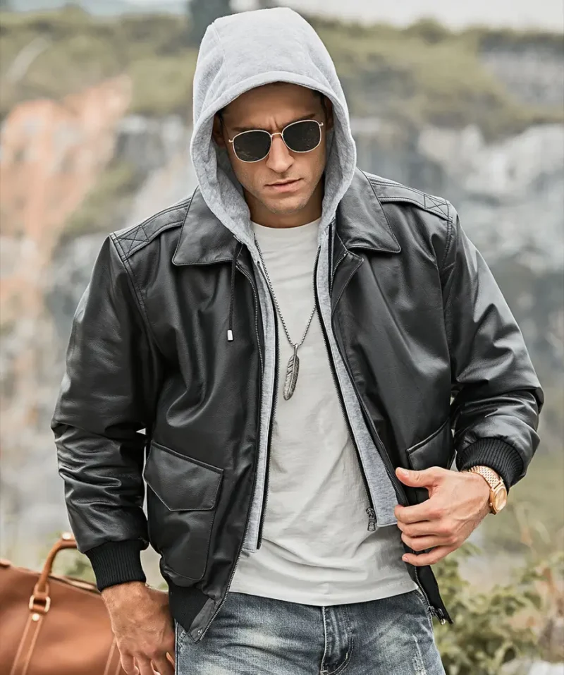 Patrick-Air-Mens-Aviator-Black-Hooded-Real-Leather-Bomber-Jacket-1