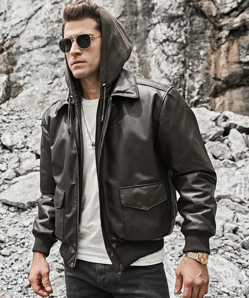 Patrick-Air-Mens-Aviator-Brown-Hooded-Real-Leather-Bomber-Jacket-4