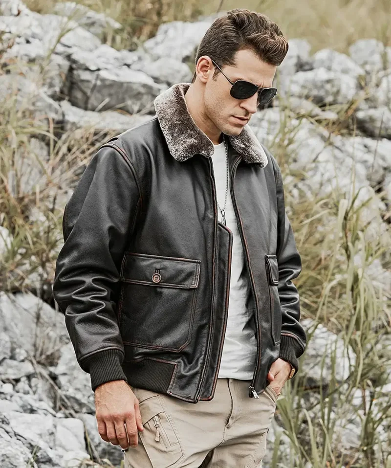 Tom-Mens-Aviator-Bomber-Real-Cowhide-Leather-Jacket-with-Shearling-Collar-3