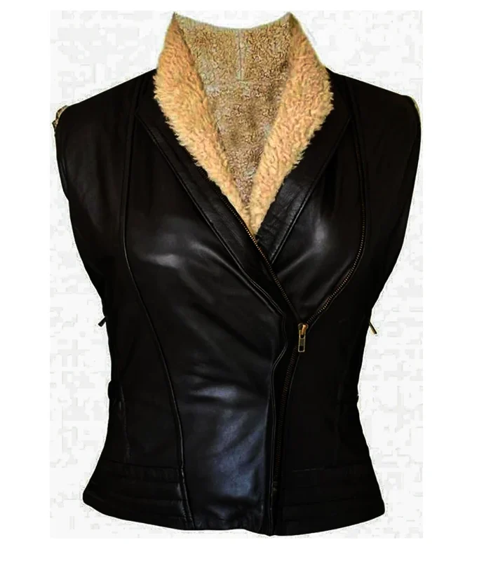 Andrea Laurie Holden The Walking Dead Brown Leather Vest