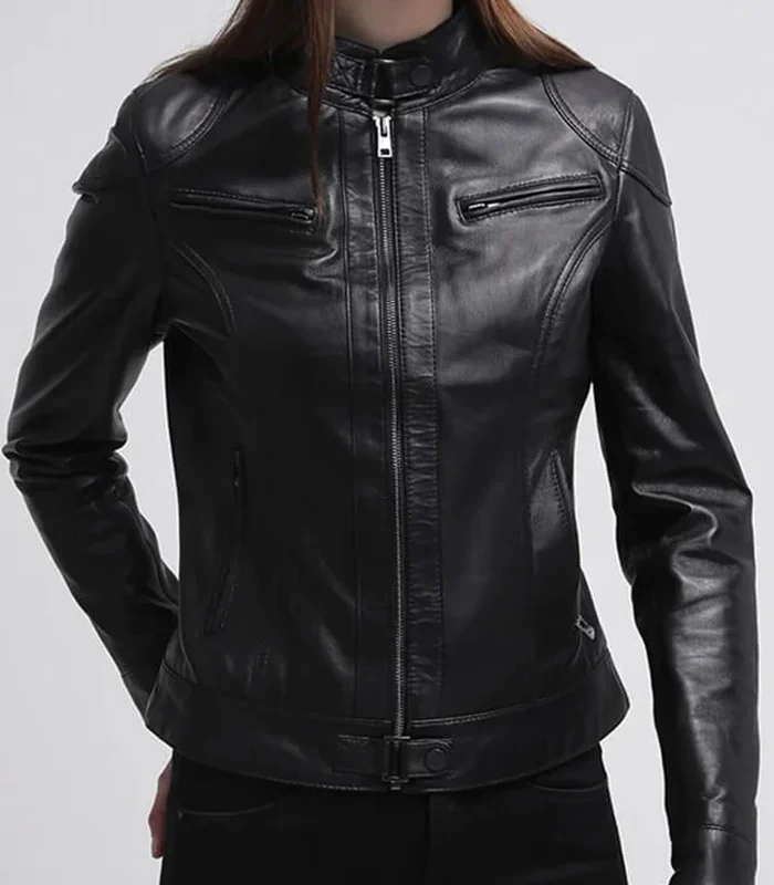 Buy Callie Cafe Racer Black Leather Jacket