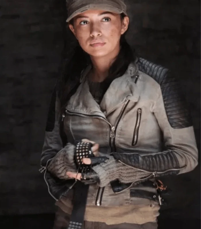 Buy Christian Serratos The Walking Dead Grey Leather Jacket