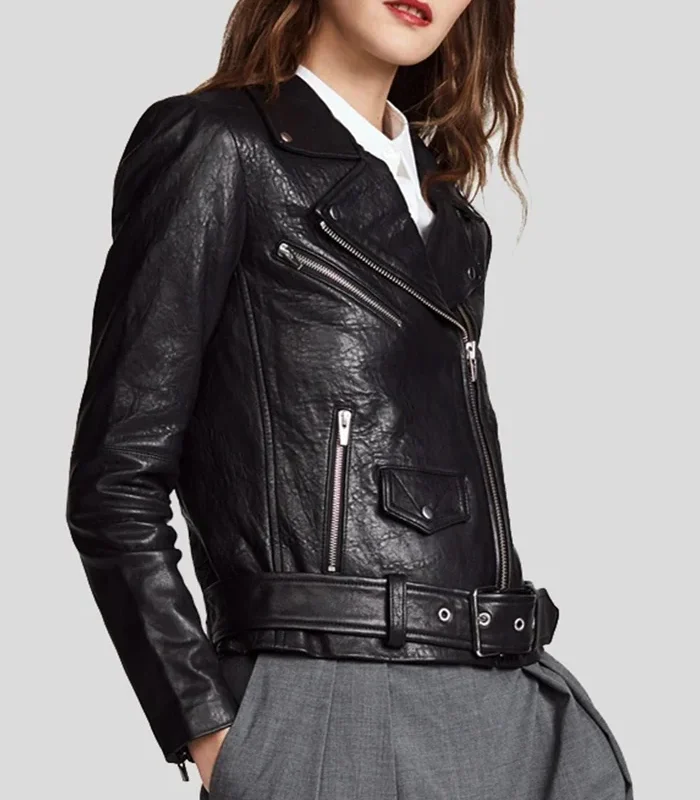 Buy Jayne Classic Vienna Biker Black Leather Jacket