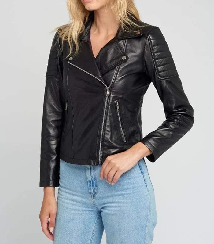 Buy Liza Biker Black Leather Jacket