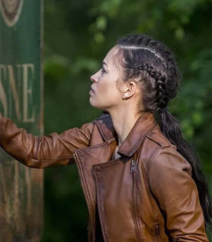 Buy The-Walking Dead-Season-09 Christian Serratos Brown-Leather-Jacket