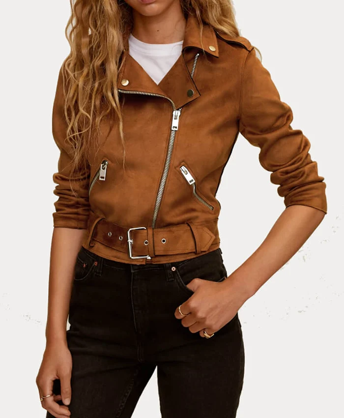 Buy Womens Biker Brown Suede Leather Jacket