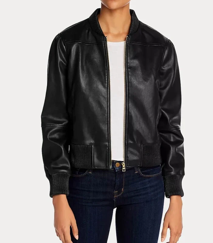 Buy Womens Bomber Black Faux Leather Jacket