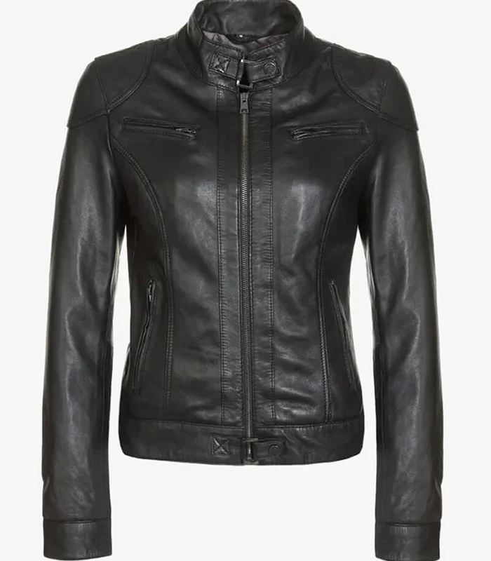 Callie Cafe Racer Black Leather Jacket