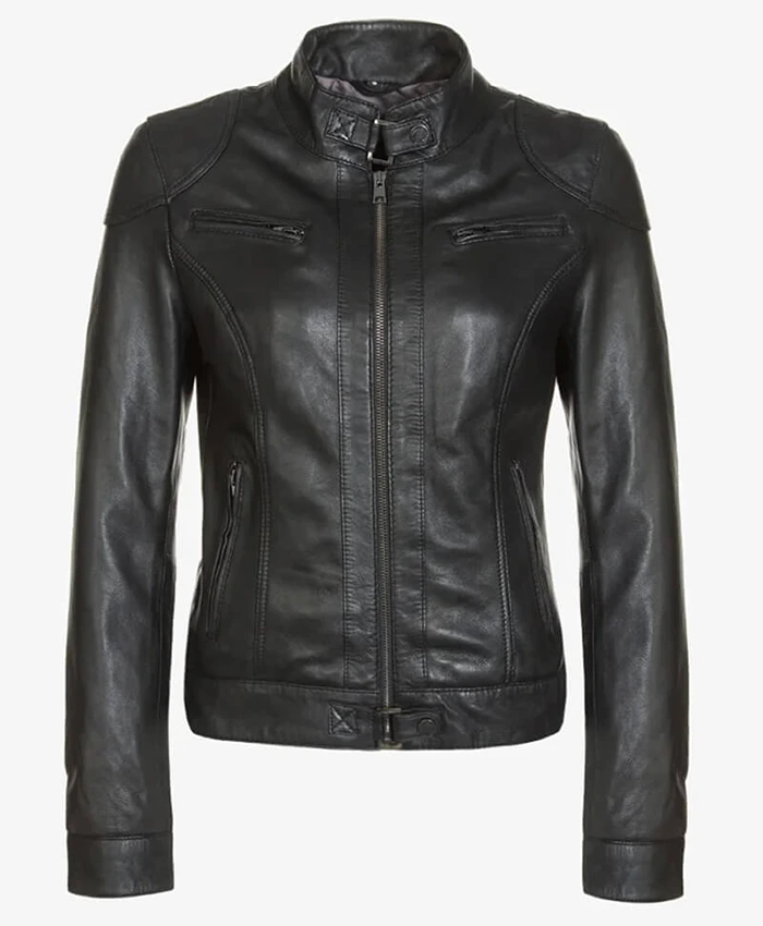 Callie Cafe Racer Black Leather Jacket