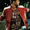 Fight Club Brad Pitts Red & White Leather Jacket