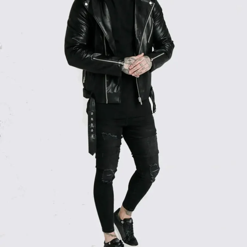 Leon-Black-Asymmetrical-Belted-Biker-Hooded-Leather-Jacket-002