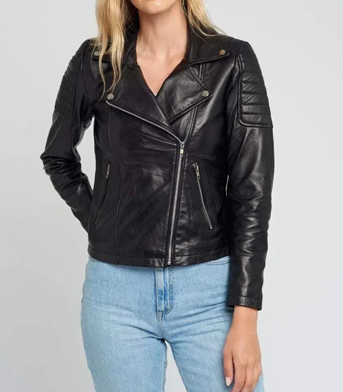 Liza Biker Black Leather Jacket