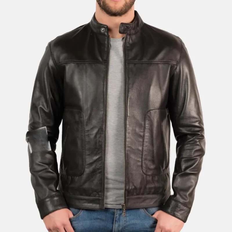 Mens-Classic-Black-Cafe-Racer-Leather-Jacket-–-Denver