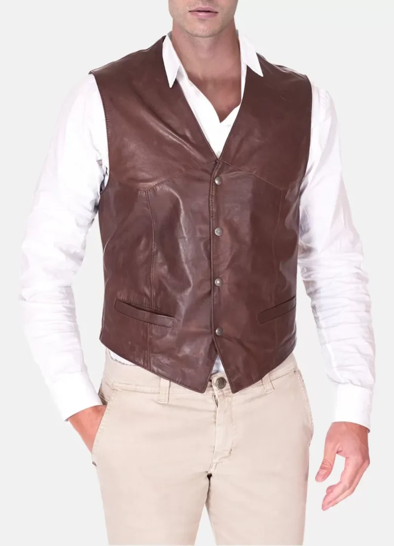 Mens-Vintage-Dark-Brown-Real-Leather-Vest