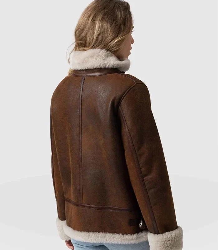 Order Women’s B3 Brown Bomber Sheepskin Leather Jacket