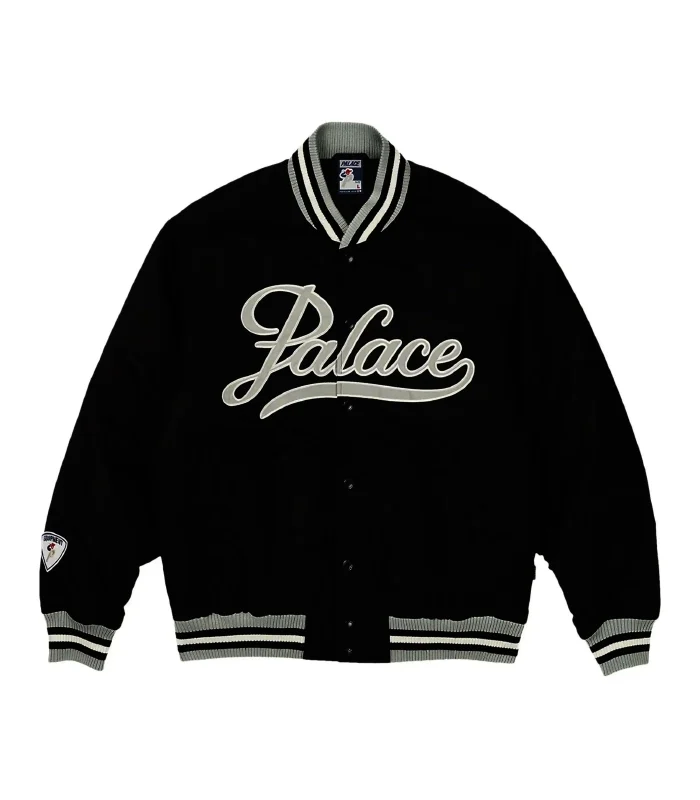 Palace Black The Arena Satin Varsity Jacket