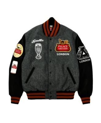 Buy Palace Grey & Black x Stella Artois Stadium Varsity Jacket