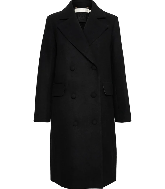 Perryiw Full Black Double Breasted Wool Coat