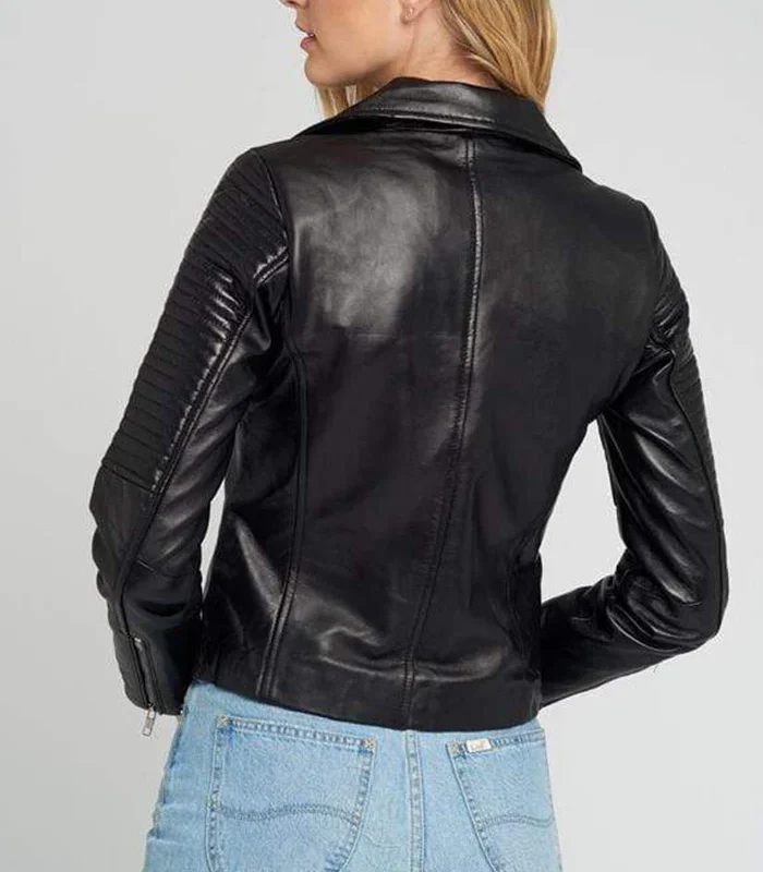 Purchase Ella Black Quilted Hands Biker Leather Jacket