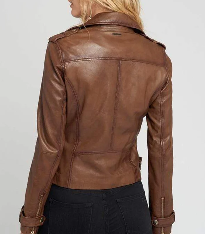 Purchase Ella Brown Vintage Biker Leather Jacket