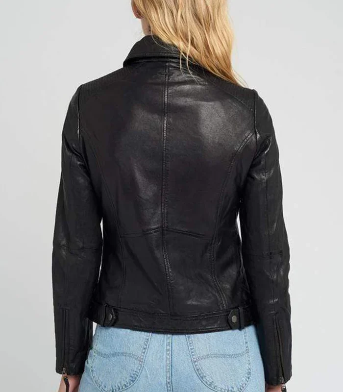 Purchase Eve Black Vintage Lapel Collar Leather Jacket