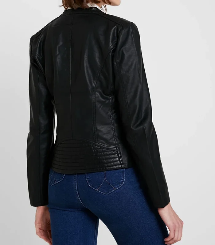 Purchase Onlco Real Lambskin Womens Black Biker Leather Jacket