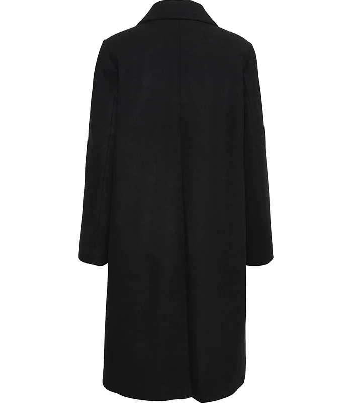 Purchase Perryiw Full Black Double Breasted Wool Coat