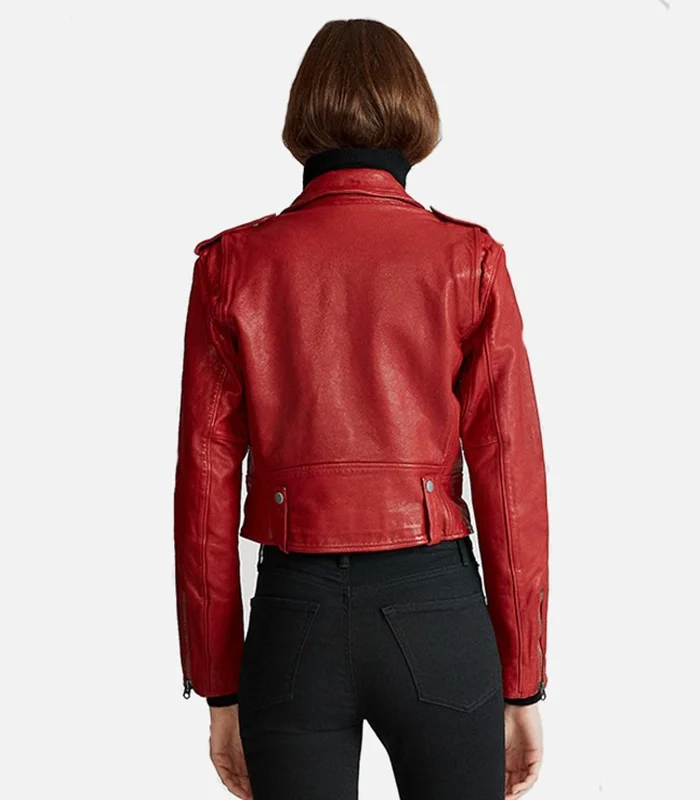 Purchase Womens Moto Red Real Leather Jacket