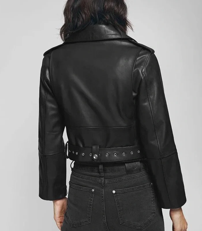 Purchase Womens Stylish Black Moto Leather Jacket