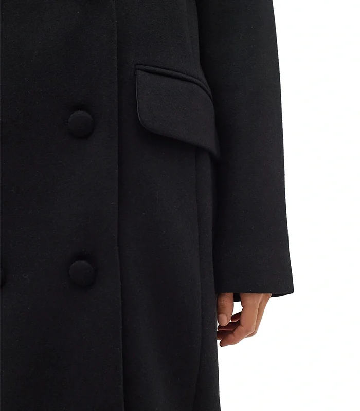 Purchase now Perryiw Full Black Double Breasted Wool Coat