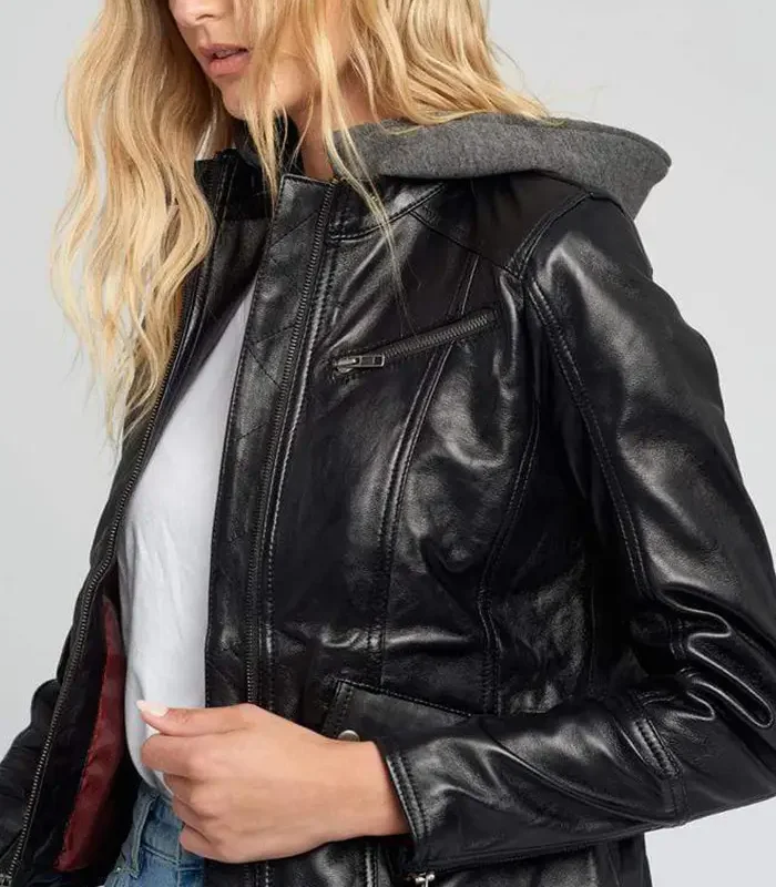 Womens Hooded Leather Jackets