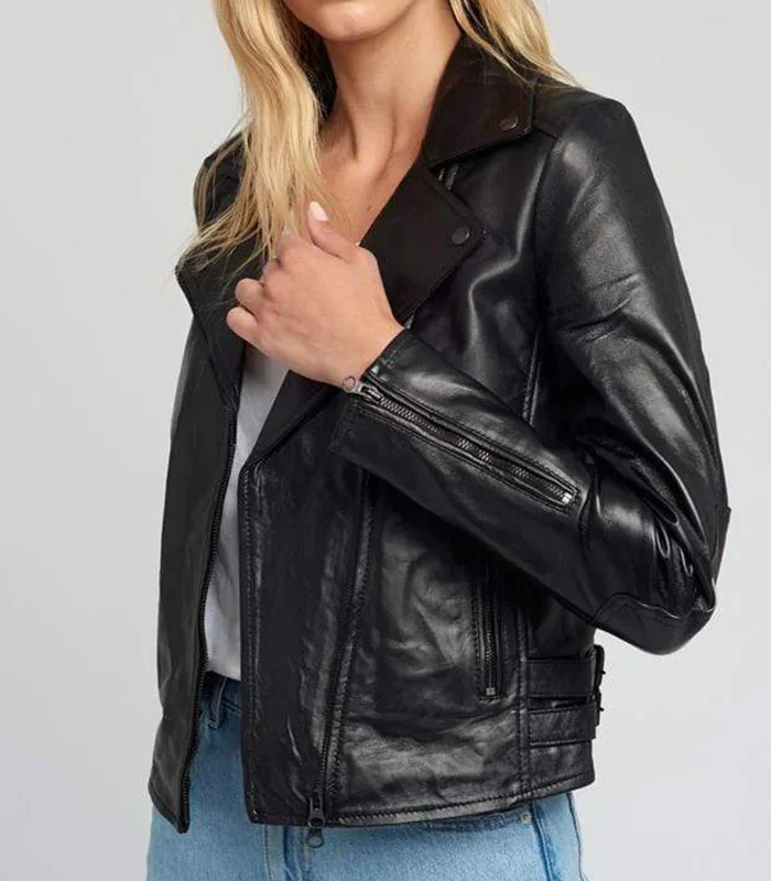 Shop Liza Hardware Black Moto Leather Jacket