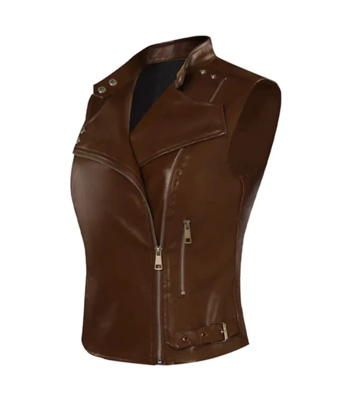 Shop The Walking Dead Maggie Rhee Dead City Brown Leather Vest