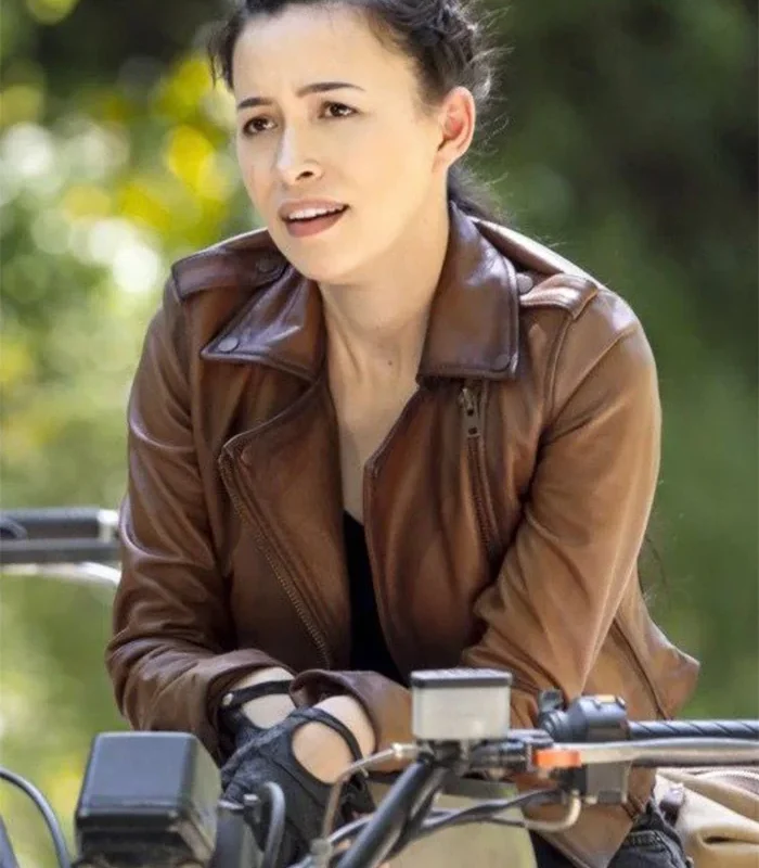 The Walking Dead Season 9 Christian Serratos Brown Leather Jacket