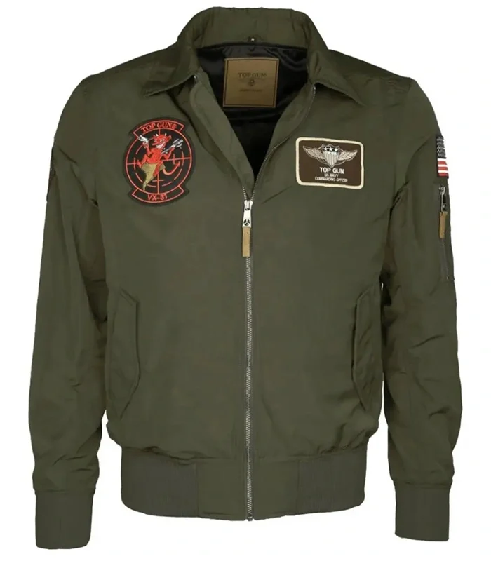 Top Gun Aviator Green Cotton Jacket