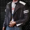 Tyler Durden Fight Club Black & White Leather Jacket