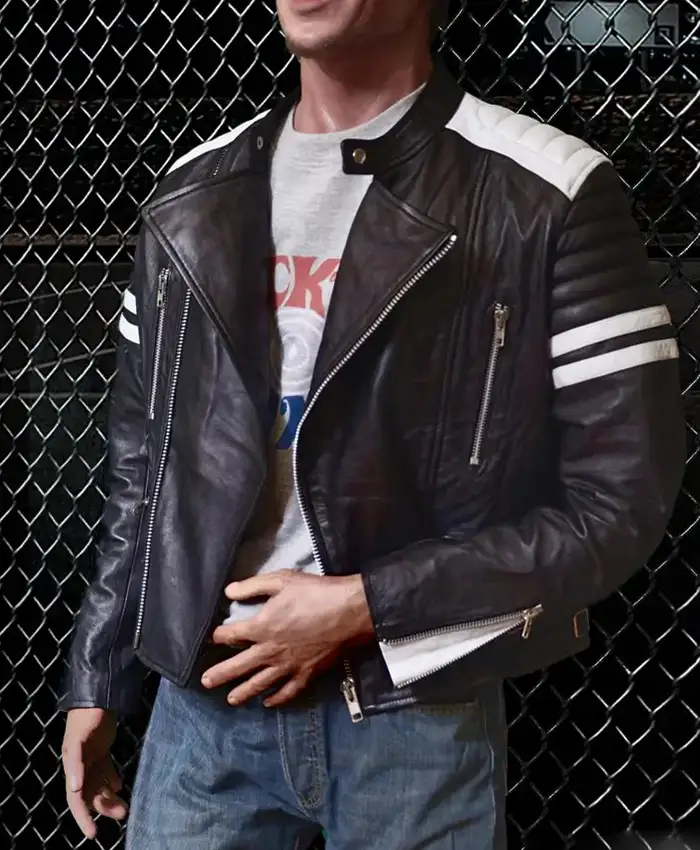 Tyler Durden Fight Club Black & White Leather Jacket