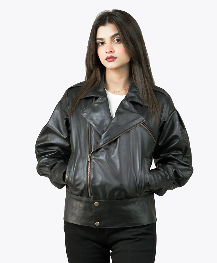 Women’s Black Biker Leather Jacket