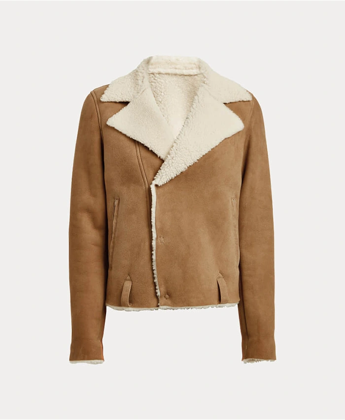 Women’s Cropped Shearling Beige Leather Jacket